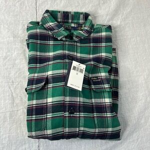 NWT Polo Ralph Lauren Classic Fit plaid performance Flannel Large button down